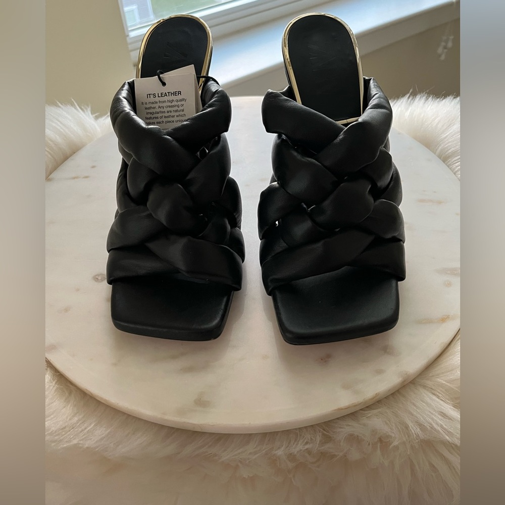 #zara #woven #leather #mules